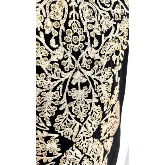 XXI Women’s medium  Black Gold Embroidered Mini Dress Sleeveless - Picture 3 of 11